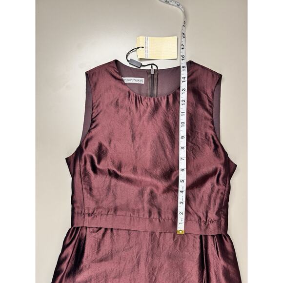 Vintage Armani 90s Made In Italy Silk Dress Burgundy IT 40 US 6 Y2K Cocktail NWT - Picture 8 of 16